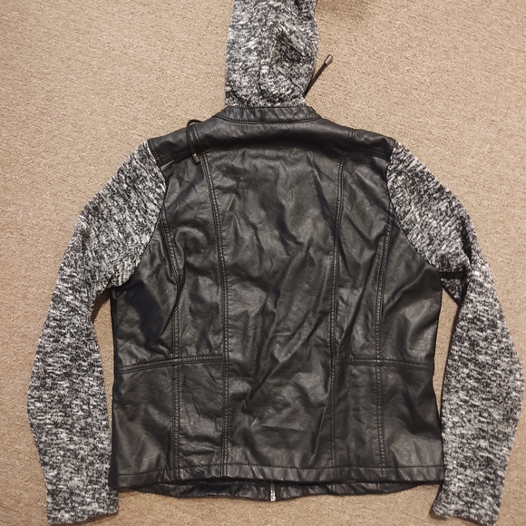 Vegan Leather Hooded Jacket - Picture 3 of 9